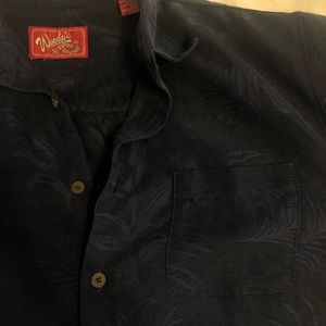 Men’s Navy Blue Button Up Shirt with Hawaiian